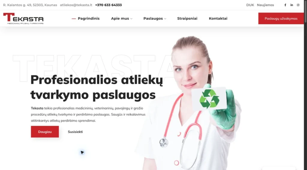 Tekasta svetainės vaizdas
